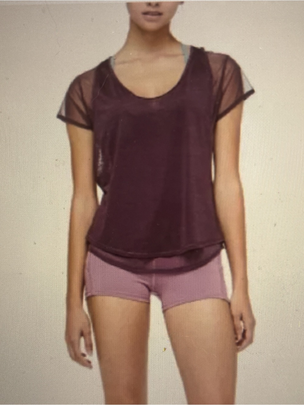 lululemon athletica Plum Layered Mesh Scoop Tee